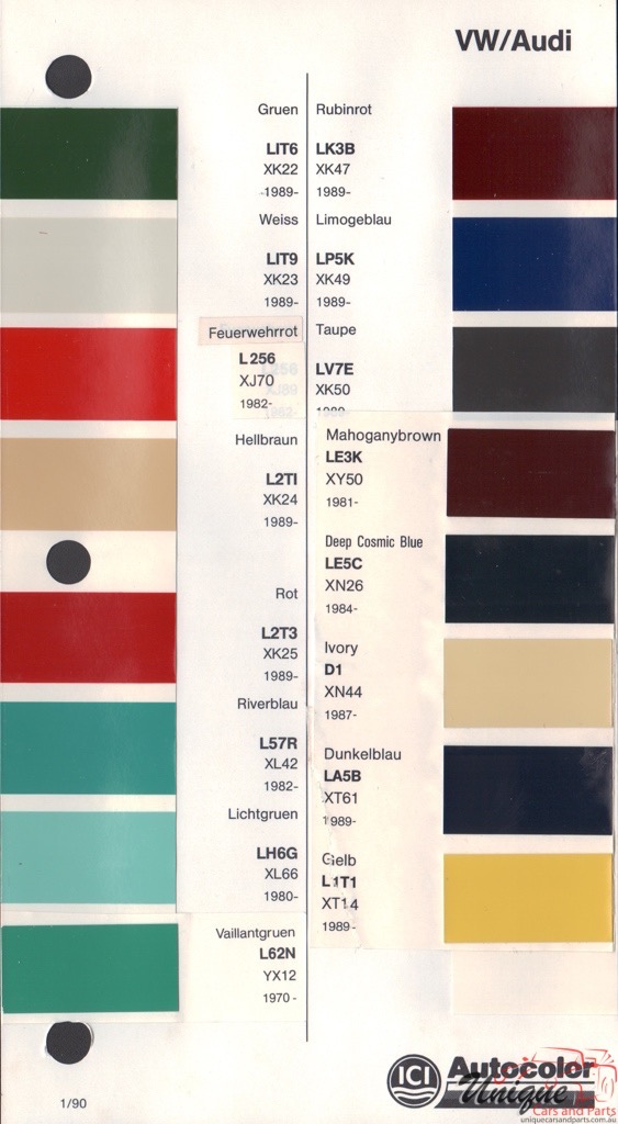 1989 - 1991 Volkswagen Paint Charts Autocolor 4
